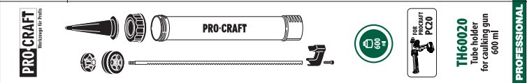 Насадка для пістолета для герметика Procraft TH60020 (без АКБ) 600 мл.