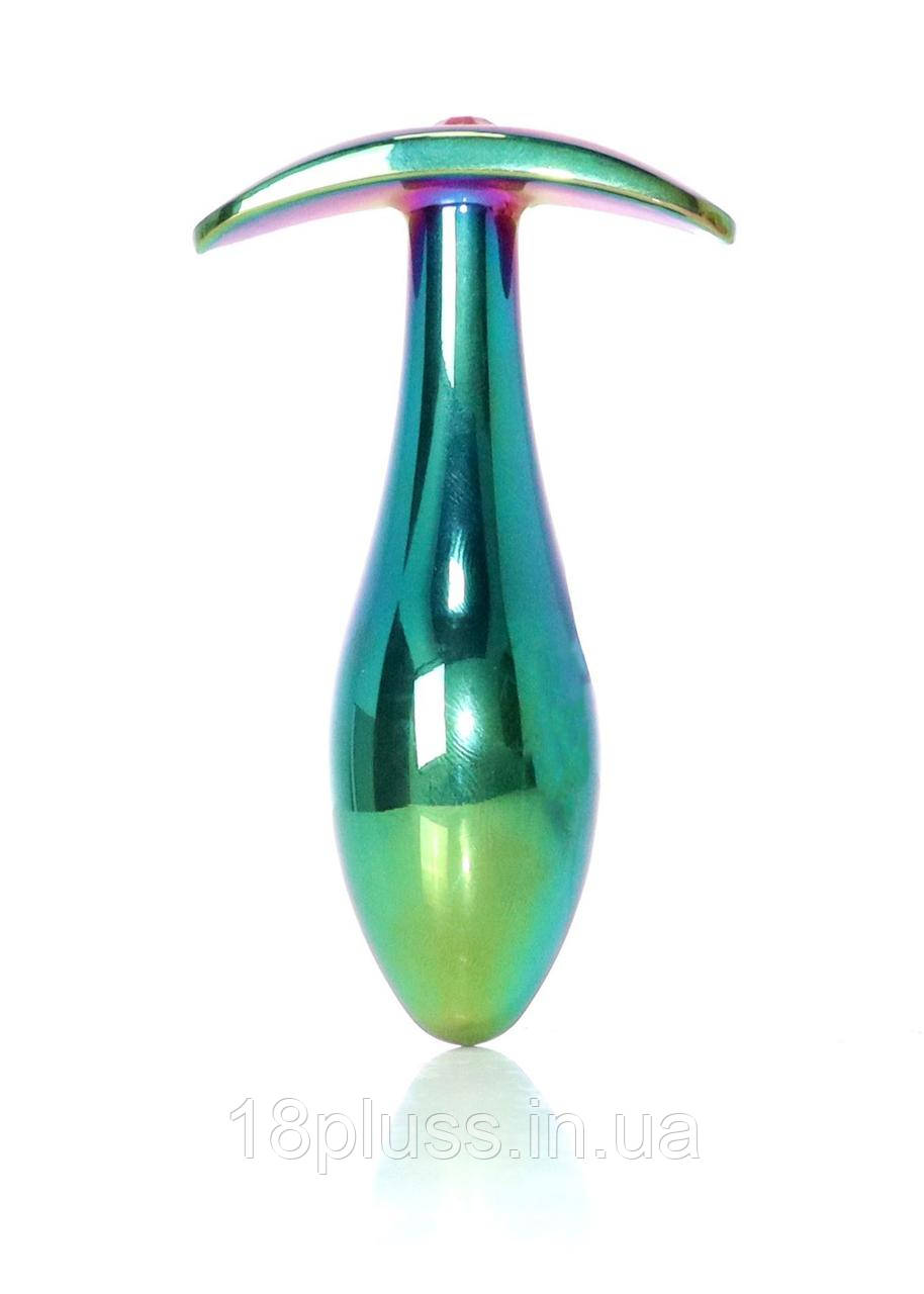 Металева різнобарвна анальна пробка з маленьким кристалом Jewellery Multicolour Plug Medium Pink, фото 1