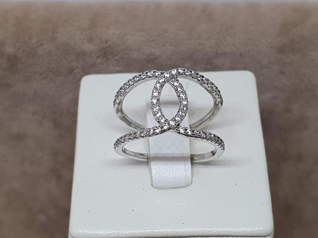Срібне кільце з фіанітами.К4007/17
