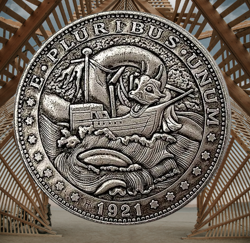 Сувенір монета долар США Банк 1921г "Морське чудовисько". Hobo Coin American Morgan