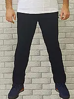 Спортивные мужские черные теплые штаны оптом с начесом трехнитка на флисе ровные с карманами р.46 48 50 52 54
