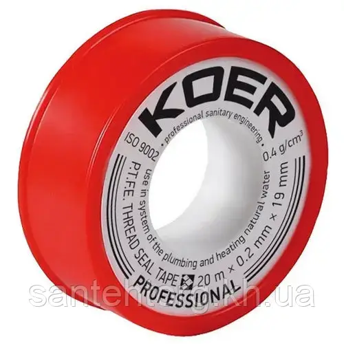 Фум стрічка KOER STP-01 19 x 0.2 мм 20 метр. PROFESSIONAL", фото 1