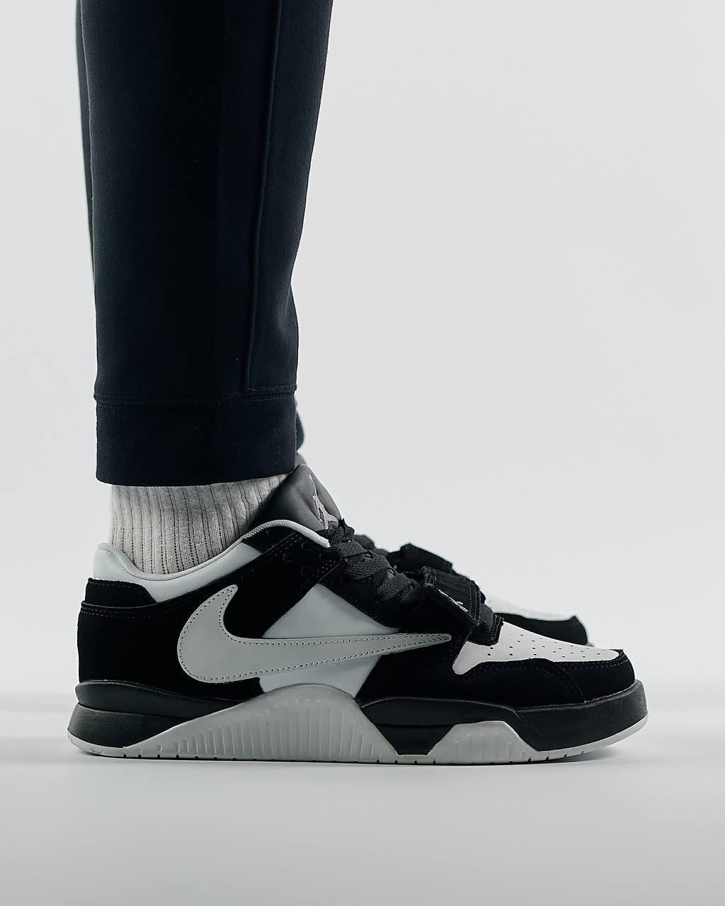 Чоловічі шкіряні кросівки Nike Air Jordan x Travis Scott "Cut The Check" Black White, кеди Найк. Чоловіче взуття