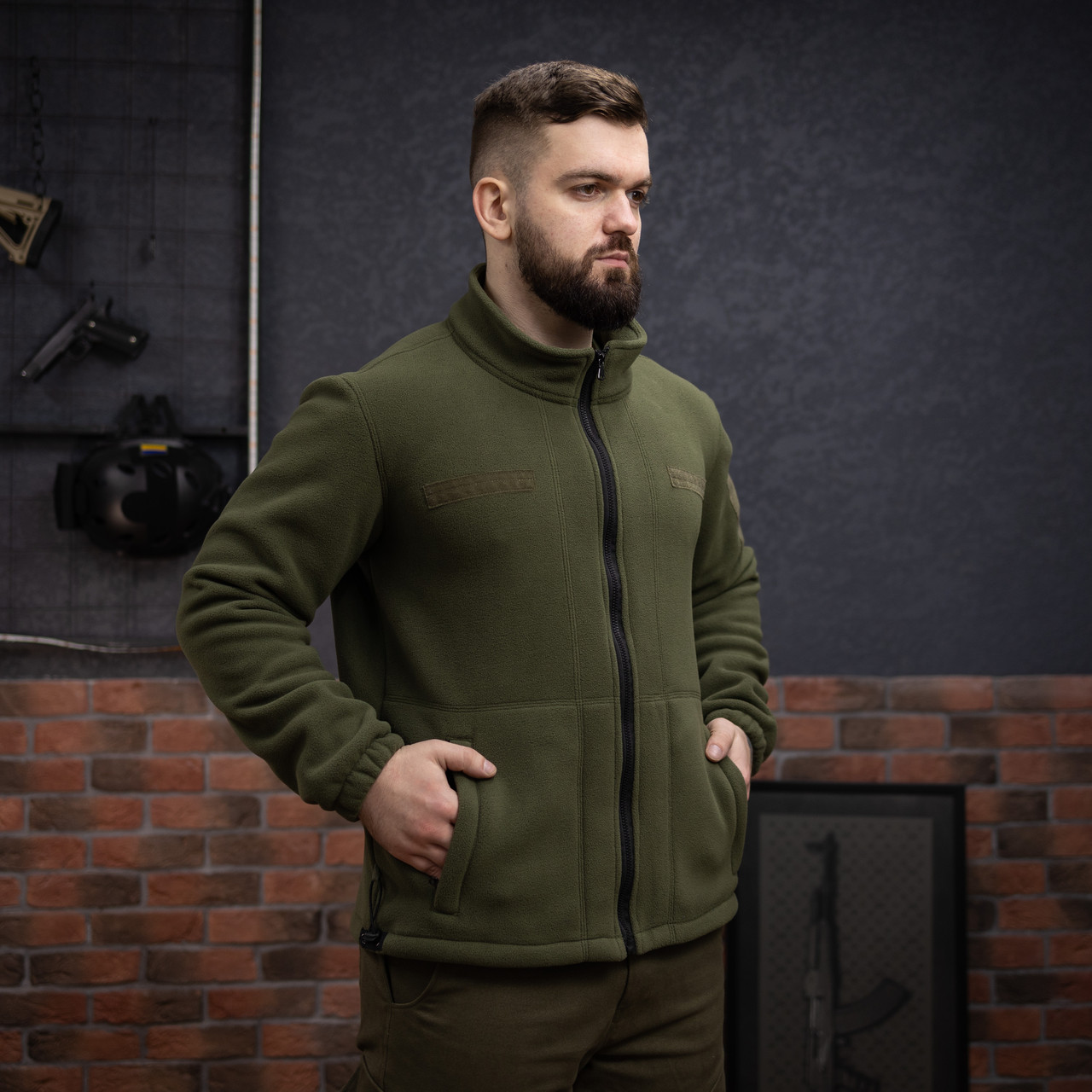 Куртка флісова чоловіча Осло двосторонній фліс хакі (M-XXL) XXXL, фото 1