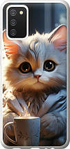 Чохол на Samsung Galaxy A02s A025F Білий кіт "5646u-2203-851"