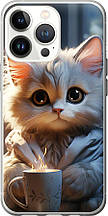 Чохол на iPhone 13 Pro Білий кіт "5646u-2372-851"