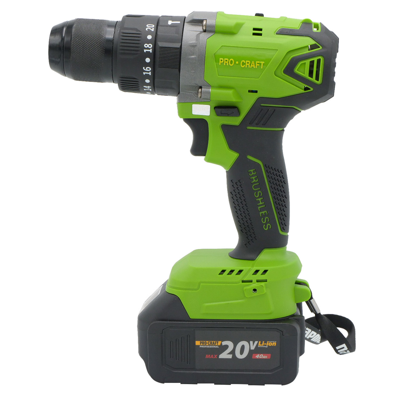 Шуруповерт Procraft Industrial PA18BL Extra (2 акб), 20В/4Аг, безщітковий, 50 Нм, 0-600 об/хв, 0-2100 об/хв, 13 мм, кейс