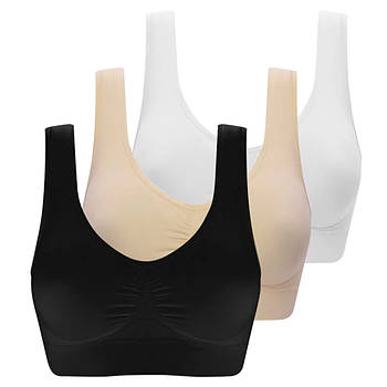 Комплект безшовних бюстгальтерів 3шт (чорний, білий, бежевий), розмір L, Ahh Bra / Набір жіночих топів для дому