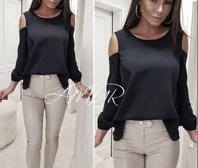 Шовкова блуза з вирізами на плечах,РОЗМІР ТІЛЬКИ  42(S)