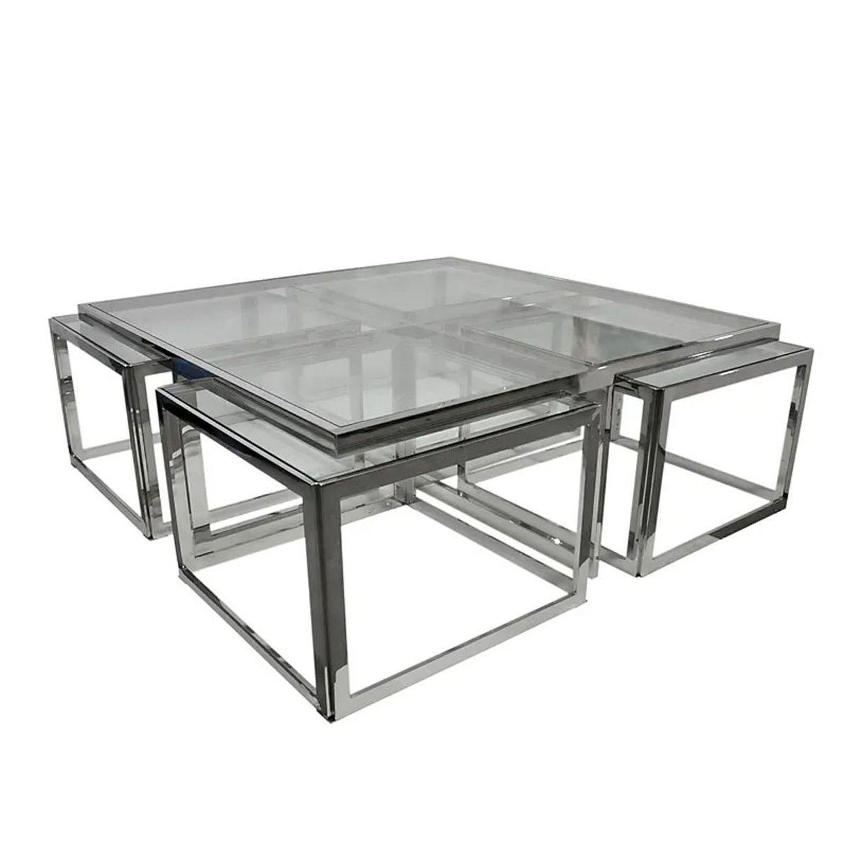 Стіл журнальний декоративний скляний HazenKamp 120×120×45 см