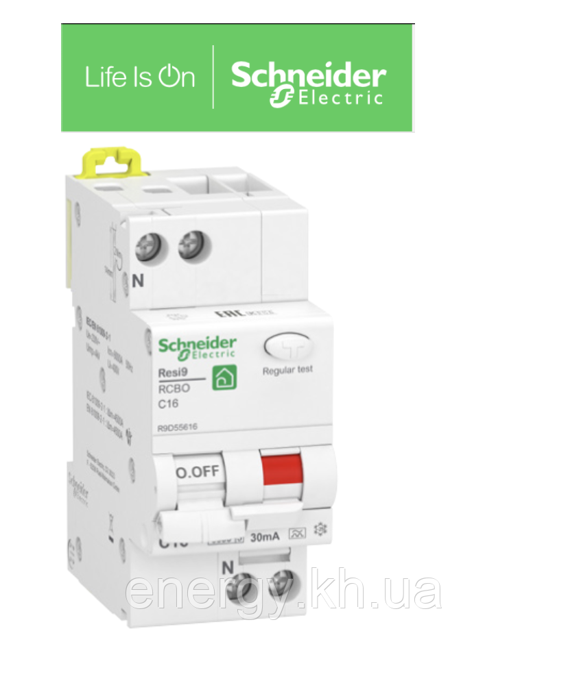 Дифавтомат Resi9 1P+N 25A C 30mA АС Schneider Electric Resi9, фото 1