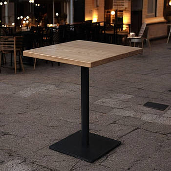 Стіл дерев'яний для кафе на металевій нозі Квадратний столик в стилі лофт на одній ніжці Масив Ясен