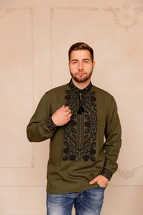 Модна чоловіча вишиванка, Красива вишиванка чоловіча батал, Чоловіча українська національна одяг, фото 2