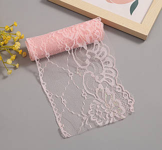 Гіпюрове мереживо / 13,5 см / Упаковка - 10 метрів / Пудровий із золотом