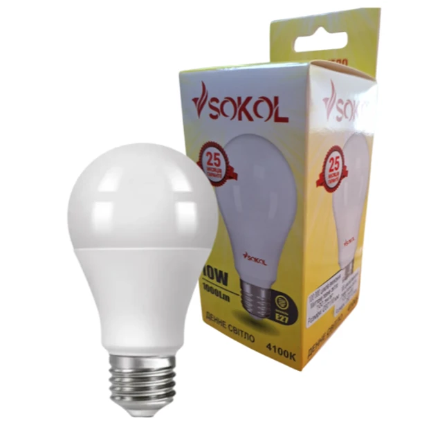 Лампа LED10W E27 Sokol 4100K 1000LM, фото 1
