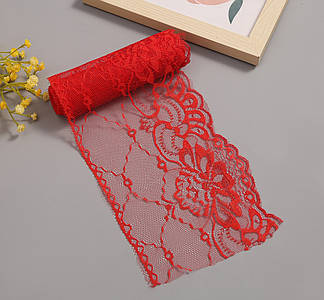 Гіпюрове мереживо / 13,5 см / Упаковка - 10 метрів / Червоний із переливом