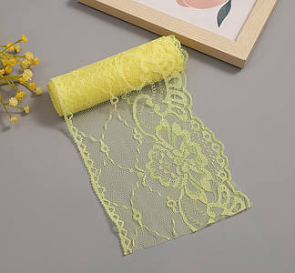 Гіпюрове мереживо / 13,5 см / Упаковка - 10 метрів / Жовтий