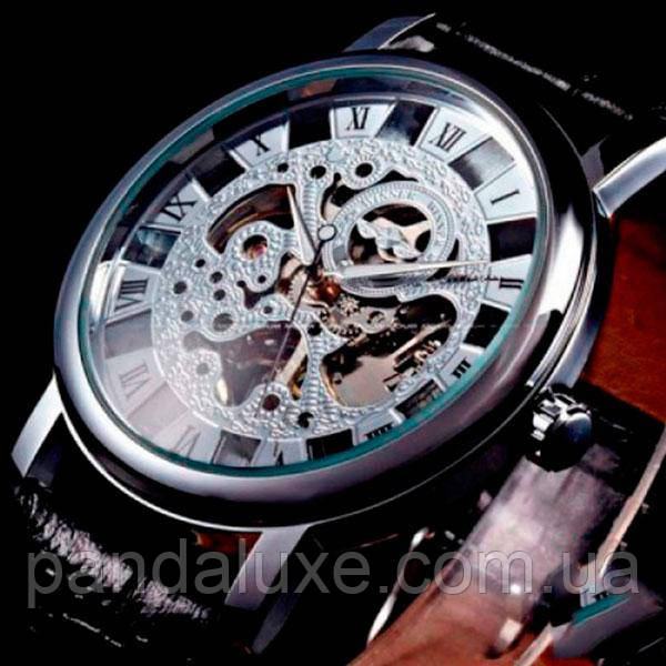 Годинники чоловічий класичний механічний скелетон Winner Silver