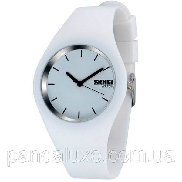 Годинник білий з кварцовим механізмом Skmei Rubber White 9068C, фото 1