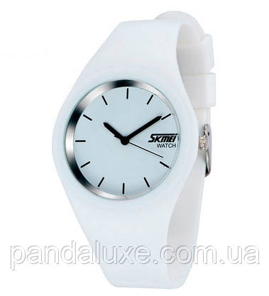 Годинник білий з кварцовим механізмом Skmei Rubber White 9068C, фото 4