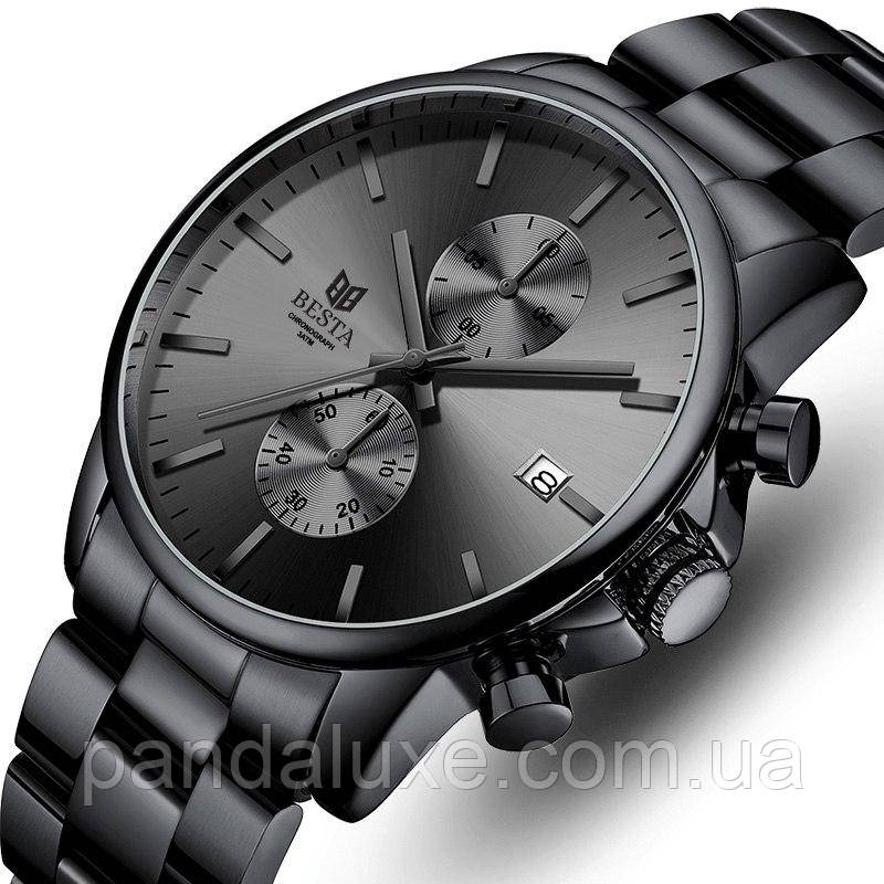 Годинник чоловічий стильний чорний Besta Mars Black