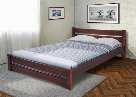 Дерев'яне ліжко Глорія з масиву сосни з ламелями, фото 1