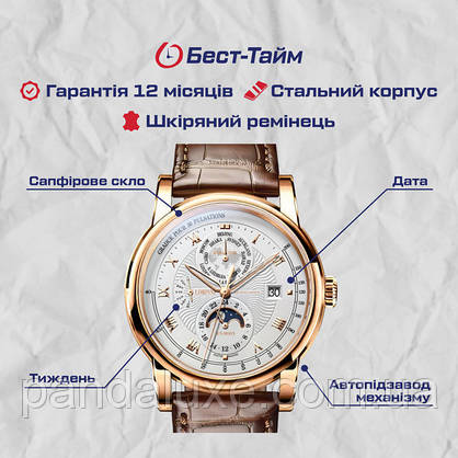 Годинник чоловічий стильний з автопідзаводом Lobinni Business, фото 6