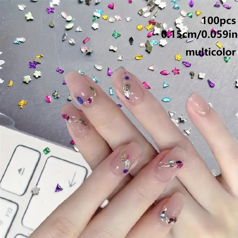 Декор стрази для манікюру та педикюру – блискучі стрази змішаної форми, 100 шт., 2–3 мм, фото 1