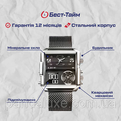 Годинник чоловічий стильний квадратний Lige Maxi, фото 6