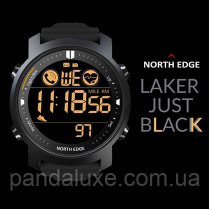 Годинник чоловічий тактичний та спортивний North Edge Laker Black 5BAR, фото 3