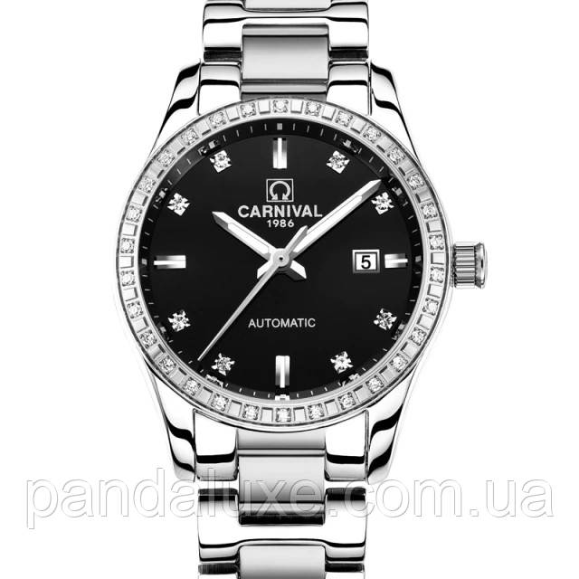Годинник жіночий механічний з автопідзаводом Carnival Luiza Black, фото 1