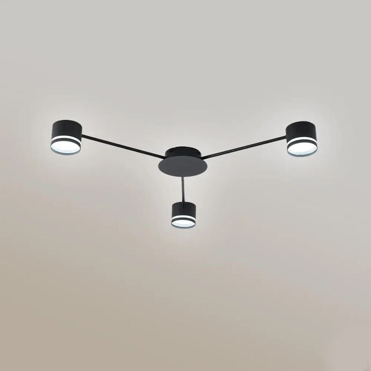 Стельова чорна люстра на 3 плафони GUSTAV 3xGX53 R BLACK, фото 1