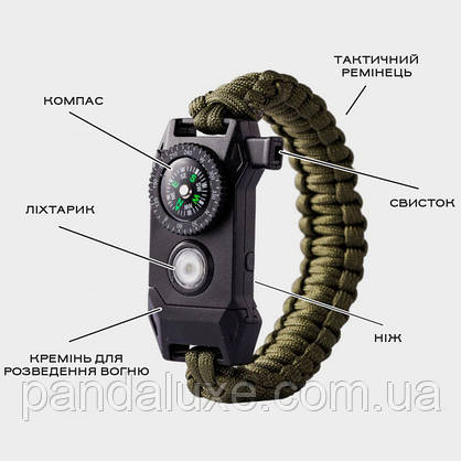 Браслет чоловічий армійський Besta NanoBand Profi з компасом 6 в 1, фото 4