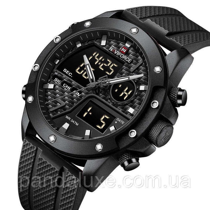 Годинник чоловічий тактичний чорний Naviforce Concept, фото 1