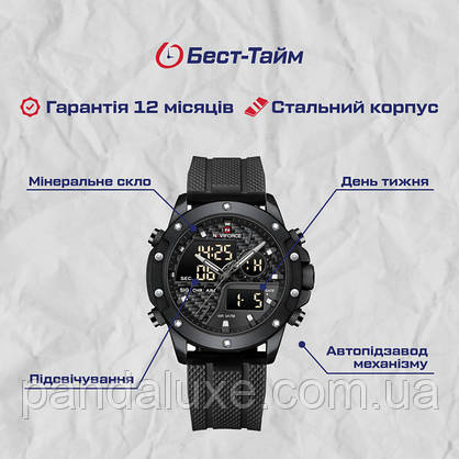 Годинник чоловічий тактичний чорний Naviforce Concept, фото 6