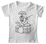 Дитячий набір для творчості Футболка Розмальовка "Заєць барабанщик" біла, фото 5