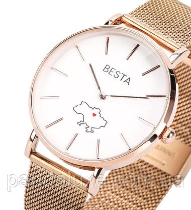 Годинник жіночий стильний Besta Love UA Rosegold, фото 3