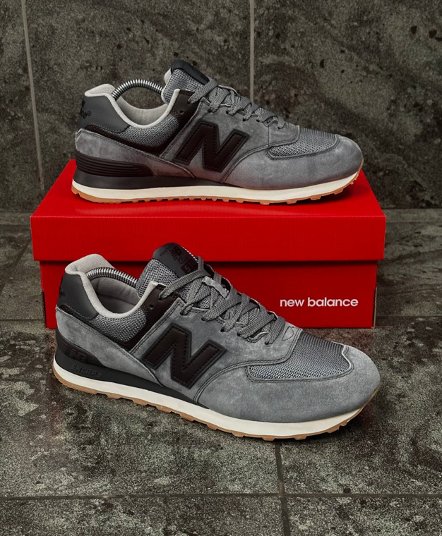 Чоловічі кросівки New balance 574 Gray Nb Classic взуття Нью Беланс сірі замшеві весна осінь