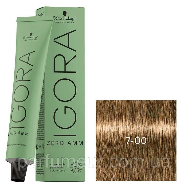 Стійка крем-фарба без аміаку Schwarzkopf Igora Zero Amm 7-00 середній блондин натуральний екстра 60 мл, фото 1