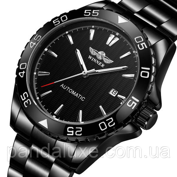 Годинник чоловічий механічний чорний Winner Factor, фото 1
