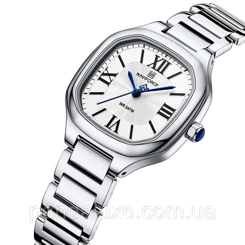 Годинник жіночий стильний квадратний Naviforce Carrera Silver, фото 1