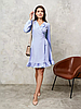 Стильне молодіжне жіноче плаття-міні з довгим рукавом на манжеті, блакитне, фото 7