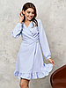 Стильне молодіжне жіноче плаття-міні з довгим рукавом на манжеті, блакитне, фото 4