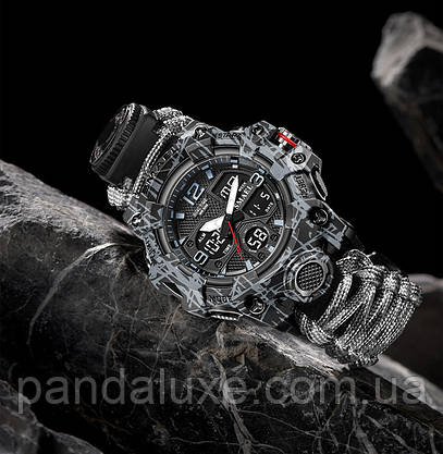 Годинник чоловічий тактичний армійський Smael Grey Compass, фото 3