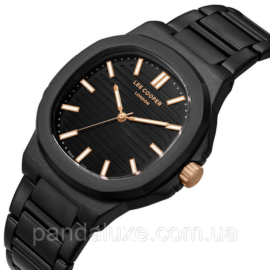 Годинник чоловічий водостійкий чорний Lee Cooper Brand Black, фото 1