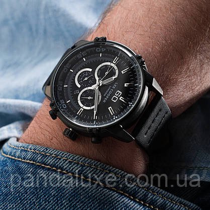 Годинник чоловічий водостійкий чорний Lee Cooper Wolf, фото 4