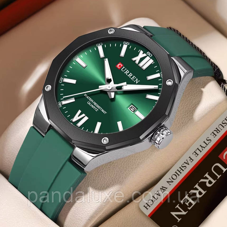 Годинник чоловічий стильний Curren Original Green, фото 1