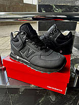Чоловічі зимові кросівки New Balance 574 High Black Winter Fur чорні кросівки високі Нью Баланс нубук, фото 6