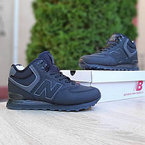 Чоловічі зимові кросівки New Balance 574 High Black Winter Fur чорні кросівки високі Нью Баланс нубук, фото 4