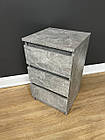 Приліжкова тумба сіра-бетон на 3 шухляди без ручок h60*35*34, фото 2